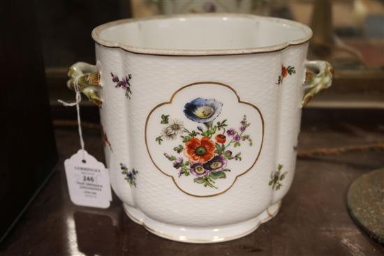 A pair of Dresden porcelain quatrefoil shaped jardinieres Height 6in.